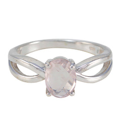 Eun-ji Romantic Pink Solitaire Ring Rose Quartz Pink