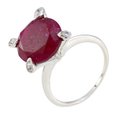 Meera Romantic Red Gemstone Ring with Silver Setting