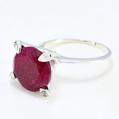 Meera Romantic Red Gemstone Ring with Silver Setting