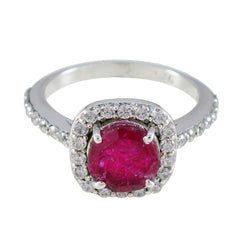 Antonia Romantic Red Gemstone Ring with Silver Accent Indian Ruby Red