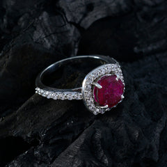 Antonia Romantic Red Gemstone Ring with Silver Accent