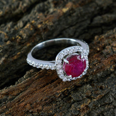 Antonia Romantic Red Gemstone Ring with Silver Accent