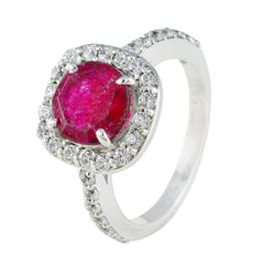Antonia Romantic Red Gemstone Ring with Silver Accent