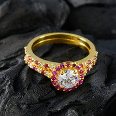 Eun-ji Romantic Red Halo Ring with Gemstone Detail