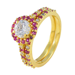 Eun-ji Romantic Red Halo Ring with Gemstone Detail