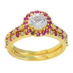 Eun-ji Romantic Red Halo Ring with Gemstone Detail