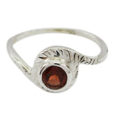 Claire Romantic Red Solitaire Ring with Silver Band Garnet Red