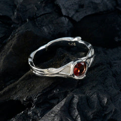 Sophia Romantic Red Solitaire Ring with Silver Band
