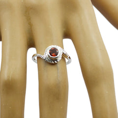 Claire Romantic Red Solitaire Ring with Silver Band