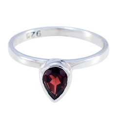 Ling Romantic Red Solitaire Ring with Pear-Shaped Gem Garnet Red