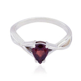 Jiwoo Romantic Red Solitaire Ring with Pear Gemstone Garnet Red