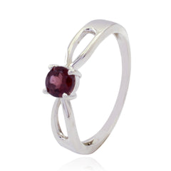 Aiko Romantic Red Solitaire Ring in Sterling Silver