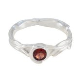Sophia Romantic Red Solitaire Ring with Silver Band Garnet Red