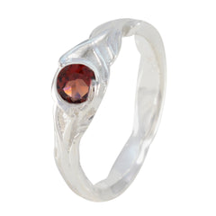 Sophia Romantic Red Solitaire Ring with Silver Band