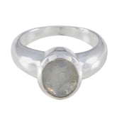 Daniela Romantic White Solitaire Ring Rainbow Moonstone White
