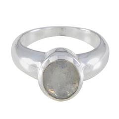 Daniela Romantic White Solitaire Ring Rainbow Moonstone White