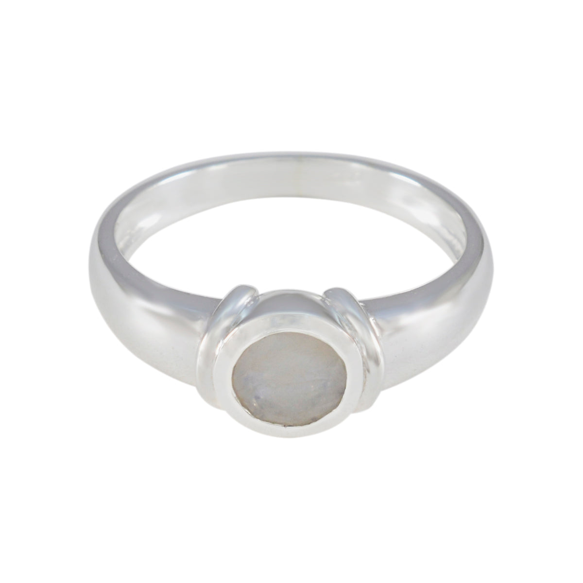 Claire Romantic White Solitaire Ring Rainbow Moonstone White