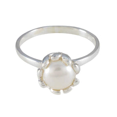 Ivy Romantic White Solitaire Ring with Pearl Accent Pearl White