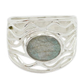 Freya Rope-Wire Grey Solitaire Ring Labradorite Gray