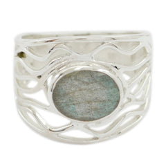 Freya Rope-Wire Grey Solitaire Ring Labradorite Gray