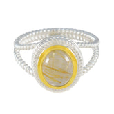 Grace Rope-Wire Golden Solitaire Ring Rutile Quartz Yellow