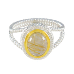 Grace Rope-Wire Golden Solitaire Ring Rutile Quartz Yellow