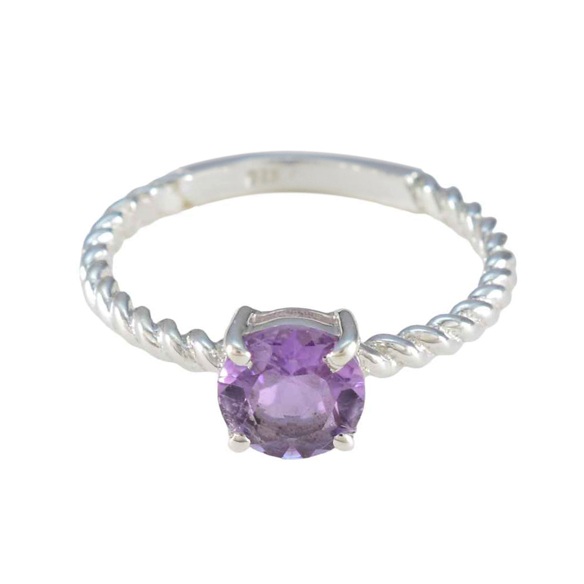 Saanvi Feminine Purple Solitaire Ring Amethyst Purple
