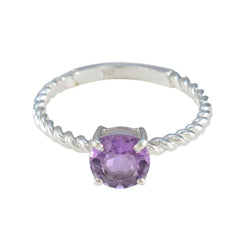 Saanvi Feminine Purple Solitaire Ring Amethyst Purple