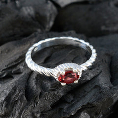 Sarah Red Solitaire Ring with Twisted Silver Band