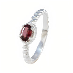 Sarah Red Solitaire Ring with Twisted Silver Band