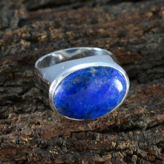 Savannah Boho Blue Ring Oval Lapis Lazuli Silver Band