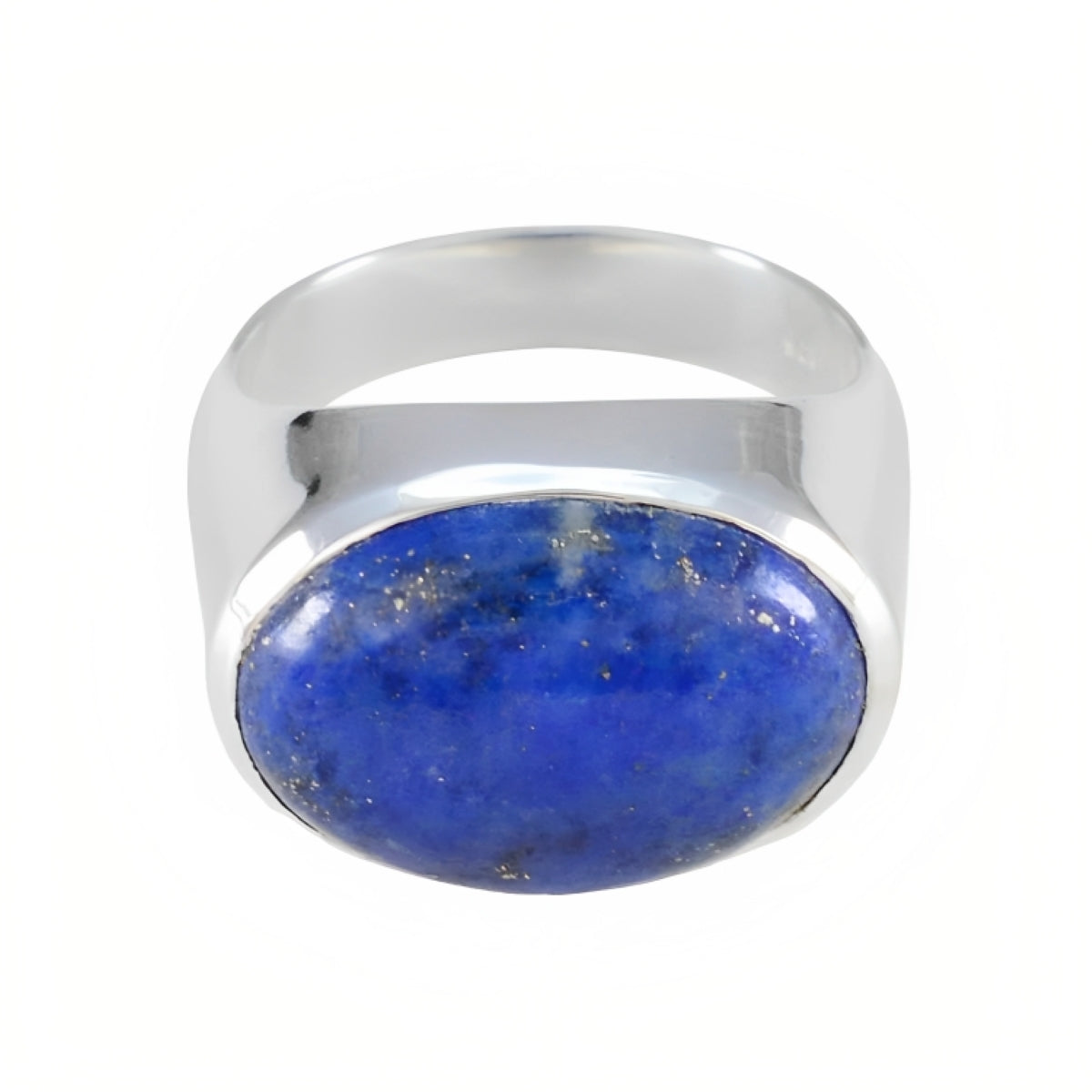 Savannah Boho Blue Ring Oval Lapis Lazuli Silver Band Lapis Lazuli Blue