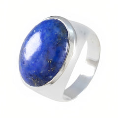 Savannah Boho Blue Ring Oval Lapis Lazuli Silver Band