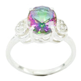 Savannah Multicolor Halo Ring with Sterling Silver Mystic Quartz Multicolor