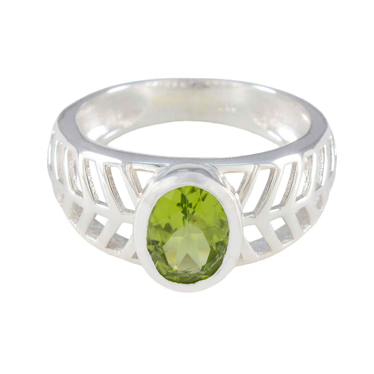 Scarlett Art Deco Green Solitaire Ring Peridot Green
