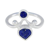 Scarlett blue dual stone ring sterling silver with round and heart shaped lapis style blue stones