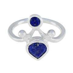 Scarlett blue dual stone ring sterling silver with round and heart shaped lapis style blue stones