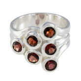 scarlett red statement ring silver multi band cluster design with six faceted deep red garnet stones