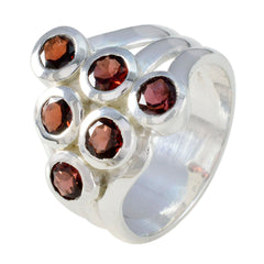 scarlett red statement ring by Scarlett sterling silver cocktail ring with six round red stones