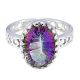 Skylar Filigree Multicolor Ring with Oval Gemstone Mystic Quartz Multicolor