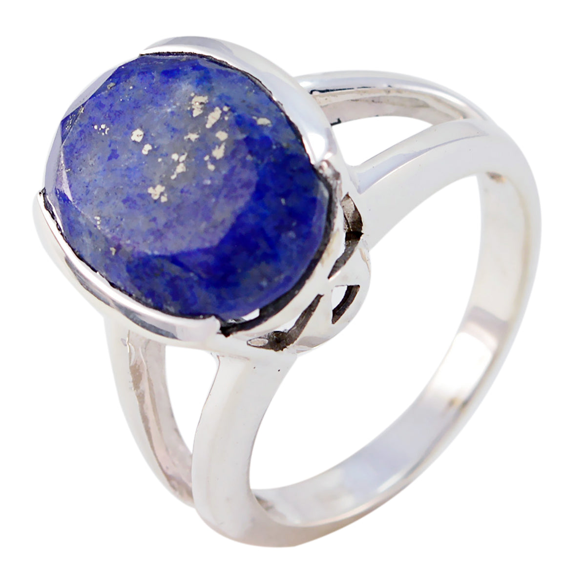 Nova Sophisticated Blue Solitaire Ring with Silver Band Lapis Lazuli Blue