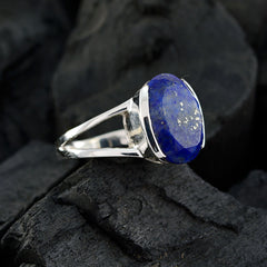Nova Sophisticated Blue Solitaire Ring with Silver Band