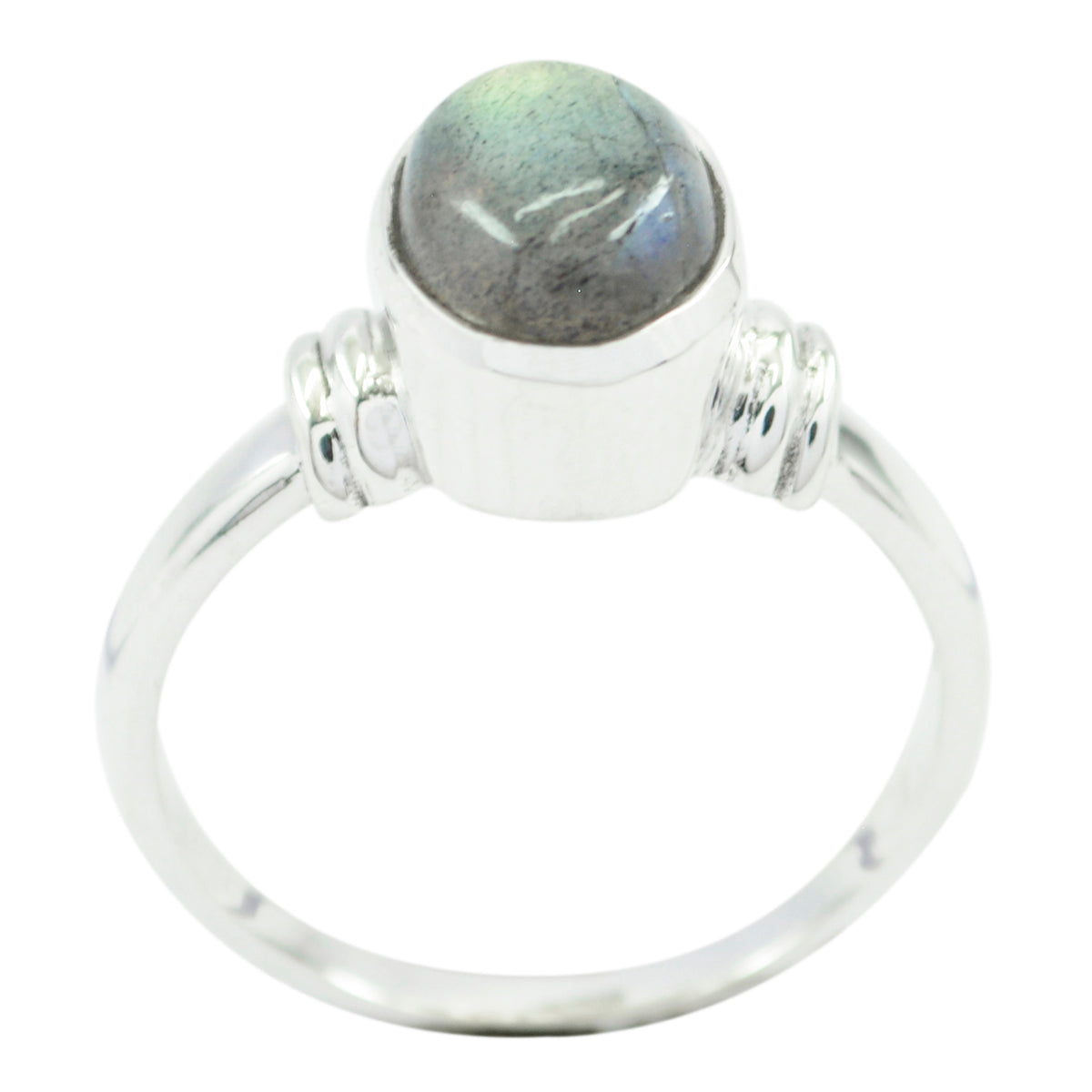 Nisa Sophisticated Grey Solitaire Ring with Labradorite Stone Labradorite Gray