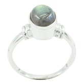 Nisa Sophisticated Grey Solitaire Ring with Labradorite Stone Labradorite Gray