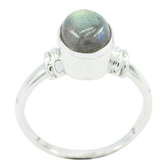 Nisa Sophisticated Grey Solitaire Ring with Labradorite Stone Labradorite Gray