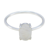 Min-seo Sophisticated White Solitaire Ring Rainbow Moonstone White