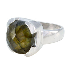 Stella Armor Grey Solitaire Ring with Gemstone Silver Band