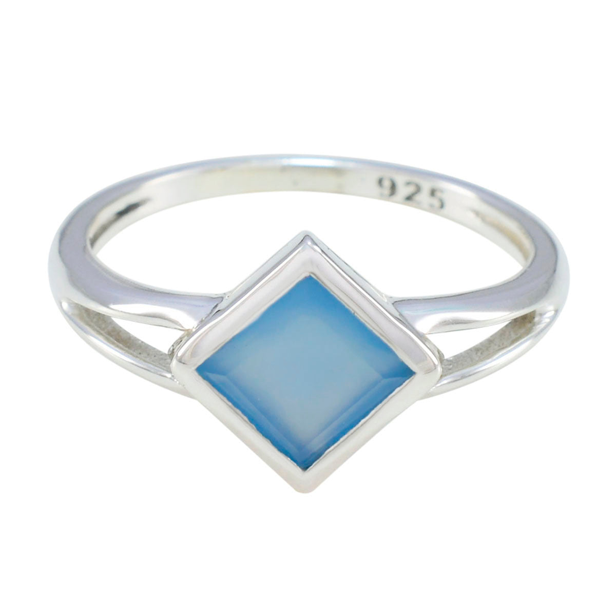 Aiko Blue Solitaire Ring Sterling Silver Gemstone Blue Chalcedony Blue