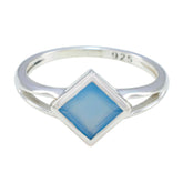 Aiko Blue Solitaire Ring Sterling Silver Gemstone Blue Chalcedony Blue