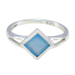 Aiko Blue Solitaire Ring Sterling Silver Gemstone Blue Chalcedony Blue